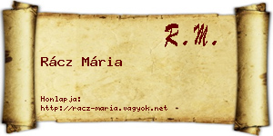 Rácz Mária névjegykártya